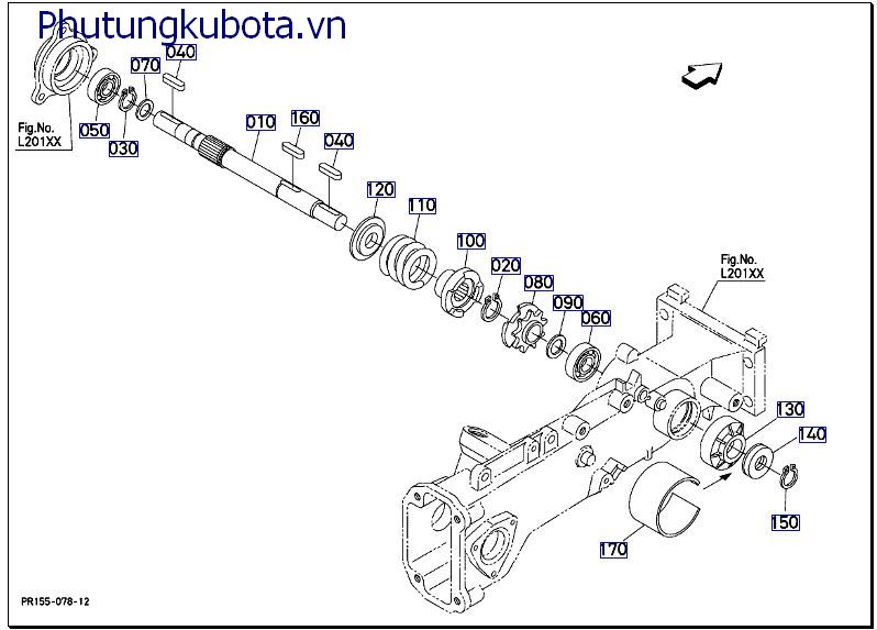 Cụm tay cấy ( trục truyền động giữa)